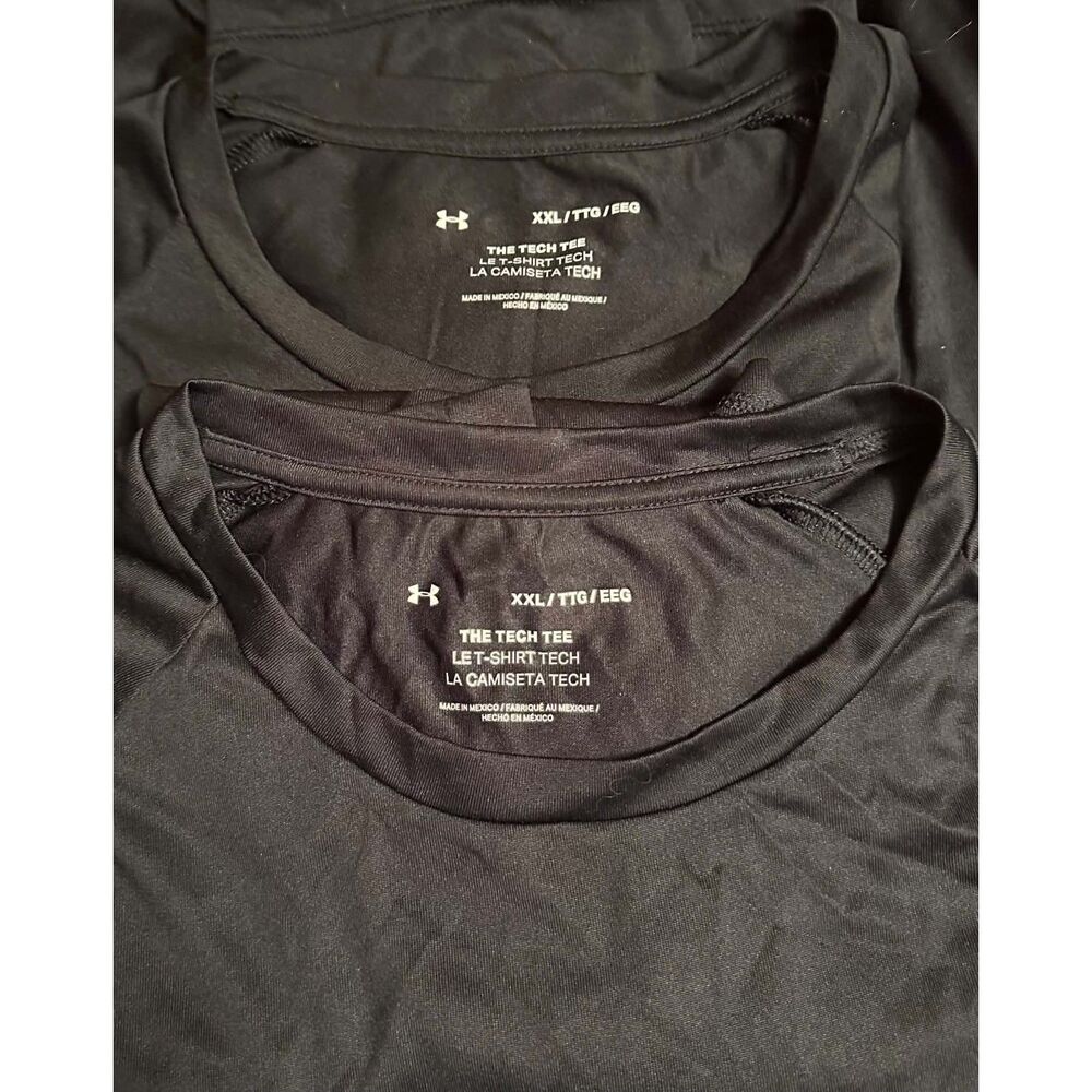 2x Men XXLg Dark Blue Under Armour The Tech Tee T-Shirts Short Sleeve Pre-Owned